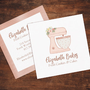 Simple Mixer Floral Cake Bakery Business Card