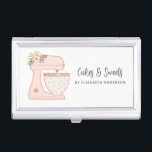 Simple Mixer Floral Cake Bakery Business Card Case<br><div class="desc">A cute pink cake mixer with flowers decorates this bakery business card case. Personalise it with your name and business information. A great place for storing your business cards. Designed for you by Blackberry Boulevard.</div>