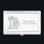 Simple Mixer Floral Cake Bakery Business Card Case<br><div class="desc">A cute blue cake mixer with flowers decorates this bakery business card case. Personalise it with your name and business information. A great place for storing your business cards. Designed for you by Blackberry Boulevard.</div>