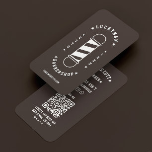 Simple Mobile Barber Pole Espresso Barbershop Business Card