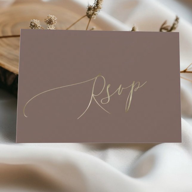 Simple Mocha Brown Wedding RSVP Card (Creator Uploaded)