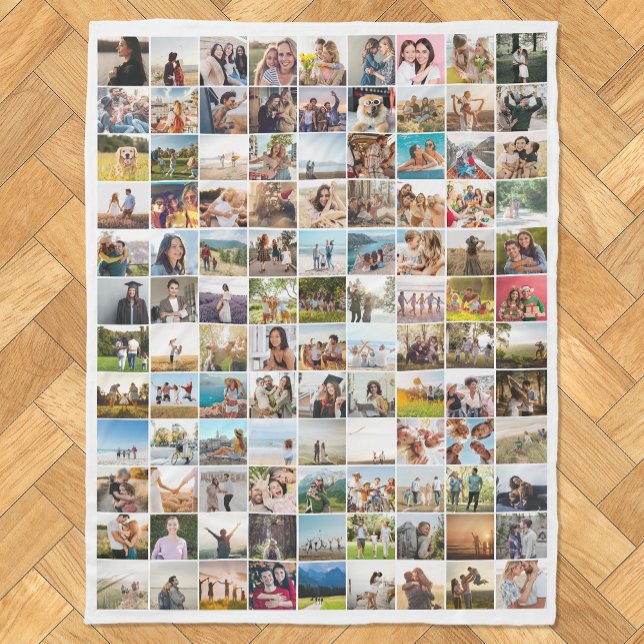 Simple Modern 108 Photo Collage Fleece Blanket (Creator Uploaded)