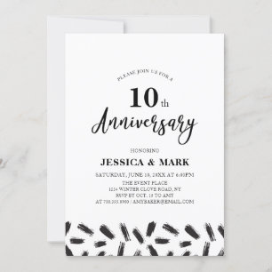 Simple Modern 10th Wedding Anniversary Invitation
