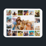 Simple Modern 17 Photo Collage Magnet<br><div class="desc">Create your own personalised photo collage magnet. Add 17 of your favourite pictures and custom colour background in this modern template design.</div>