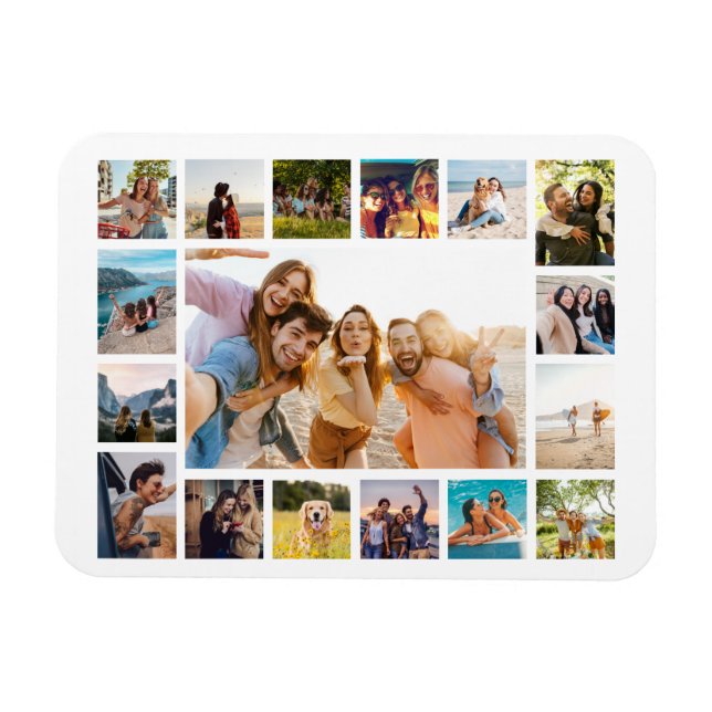 Simple Modern 17 Photo Collage Magnet (Horizontal)