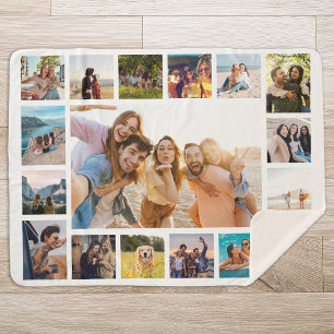 Simple Modern 17 Photo Collage Sherpa Blanket