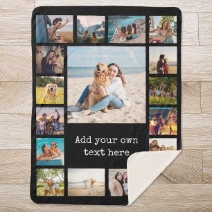 Simple Modern 17  Photo Collage Sherpa Blanket