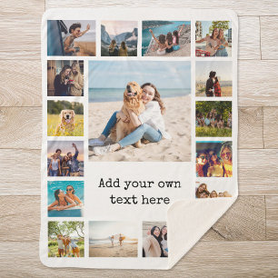 Simple Modern 17 Photo Collage Sherpa Blanket