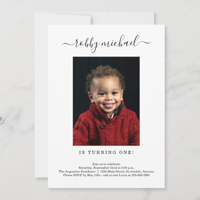 Simple Modern 1st Birthday Party Invitation (Front)