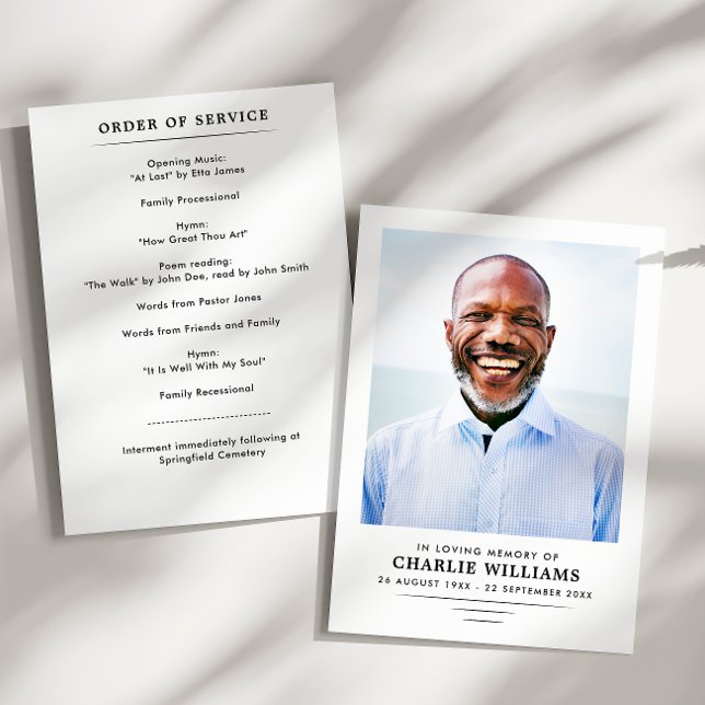 Simple Modern 2-Page Photo Funeral Program Programme (Creator Uploaded)