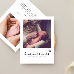 Simple Modern 2 Photo Baby Shower Thank You Card