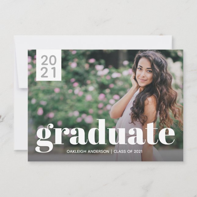 Simple Modern 2 Photo Graduation Announcement (Front)