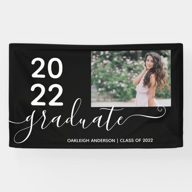 Simple Modern 2 Photo Graduation Banner (Horizontal)