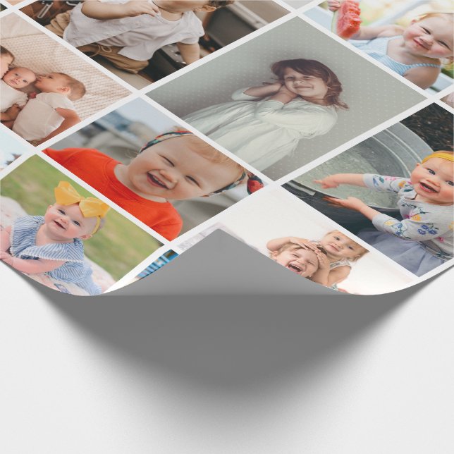 Simple Modern 30-Photo Collage Wrapping Paper (Corner)
