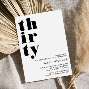 Simple Modern 30th Birthday Invitation