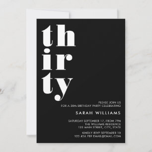 Simple Modern 30th Birthday Invitation