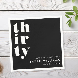 Simple Modern 30th Birthday Party Napkin