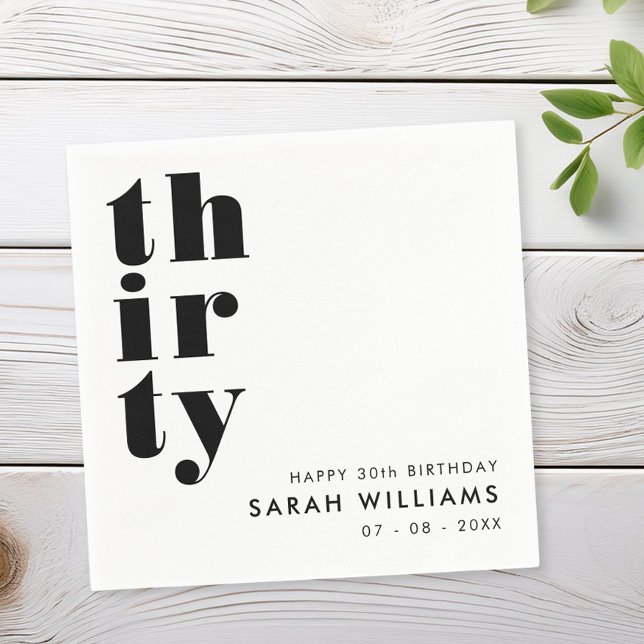 Simple Modern 30th Birthday Party Napkin (Creator Uploaded)
