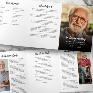 Simple Modern 3-Photo Funeral/Memorial Tri-Fold Programme