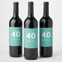 Simple Modern 40 & Fabulous Personalised Wine Labe