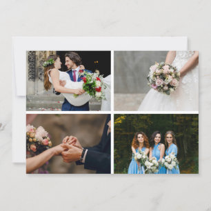 Simple Modern 4 Photo Collage Wedding Thank You Card