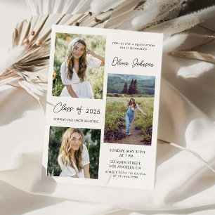 Simple Modern 4-Photo Graduation Announcement