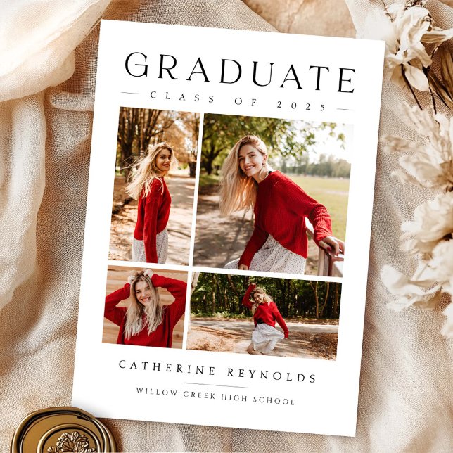 Simple Modern 4 Photos Graduation Announcement  (Creator Uploaded)