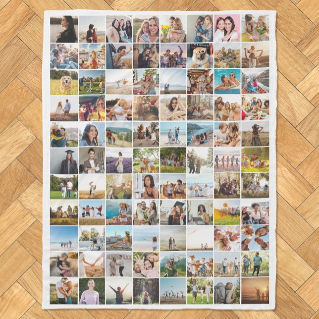 Simple Modern 88 Photo Collage Fleece Blanket (Creator Uploaded)
