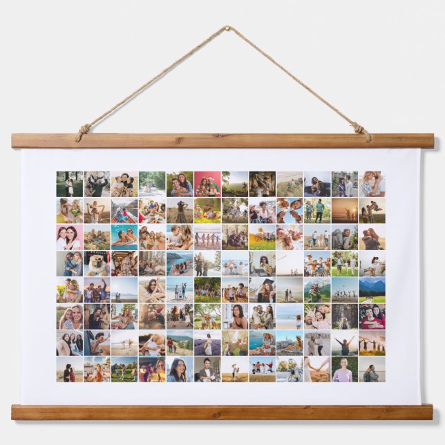 Simple Modern 96 Photo Collage Hanging Tapestry (Front)