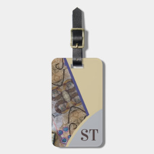 Simple Modern Abstract Accents Initials QR Code Luggage Tag