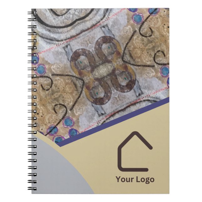 Simple Modern Abstract Accents Logo or QR Code Notebook (Front)