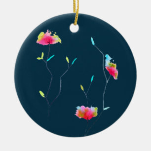 Simple modern abstract Japanese pink flower Ceramic Tree Decoration