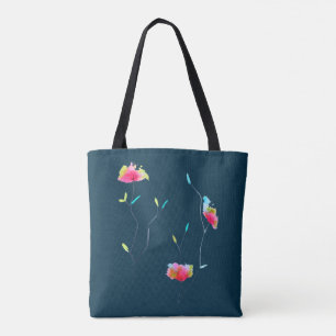 Simple modern abstract Japanese pink flower Tote Bag
