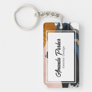 Simple Modern Abstract QR Code Business Card Key Ring