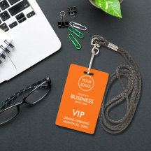 Simple Modern Add Logo Orange VIP Pass