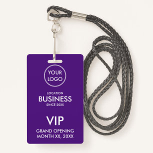 Simple Modern Add Logo Purple VIP Pass ID Badge