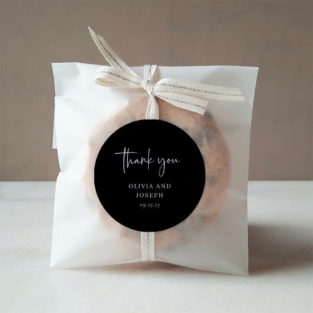 Simple Modern and Minimalist | Black Wedding Classic Round Sticker (Creator Uploaded)