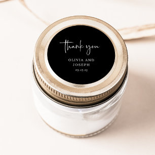 Simple Modern and Minimalist   Black Wedding Classic Round Sticker