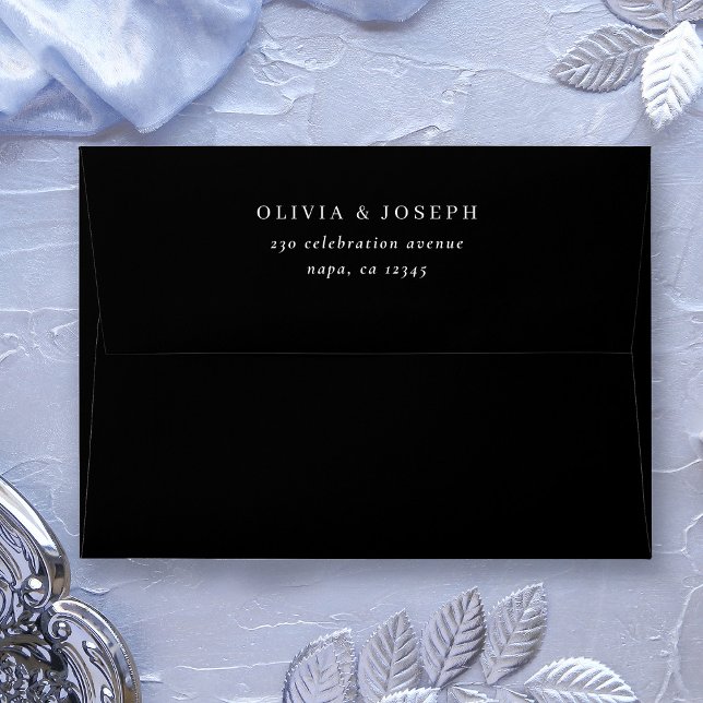 Simple Modern and Minimalist Black | Wedding Envelope (An elegant, dark black minimalist wedding envelope)