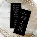 Simple Modern and Minimalist Black | Wedding Programme<br><div class="desc">These elegant,  dark black and white wedding welcome programs are simple and minimalist yet very stylish due to the modern handwritten script and clean layout. Easily add your order of ceremony and the names of your wedding party.</div>