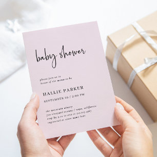 Simple Modern and Minimalist   Blush Baby Shower Invitation