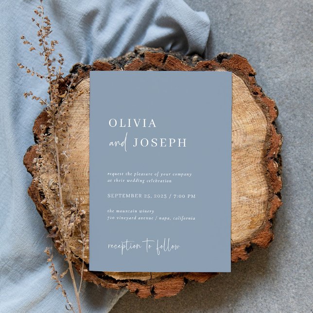 Simple Modern and Minimalist | Dusty Blue Wedding Invitation (Creator Uploaded)