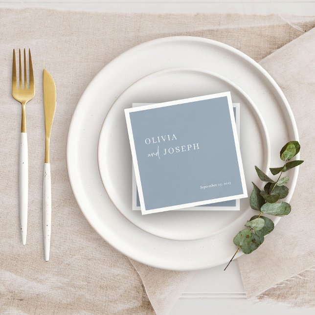 Simple Modern and Minimalist | Dusty Blue Wedding Napkin (Creator Uploaded)