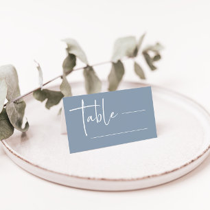 Simple Modern and Minimalist   Dusty Blue Wedding Place Card