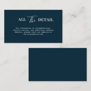 Simple Modern and Minimalist Navy Wedding Details Enclosure Card