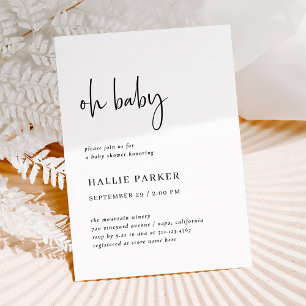 Simple Modern and Minimalist   Oh Baby Shower Invitation