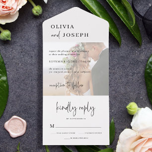 Simple Modern and Minimalist   Photo Wedding All In One Invitation