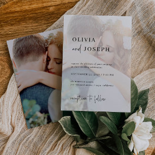 Simple Modern and Minimalist   Two Photo Wedding Invitation