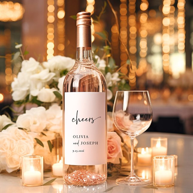 Simple Modern and Minimalist | Wedding Cheers Wine Label (A modern and minimalist wine label for your wedding)