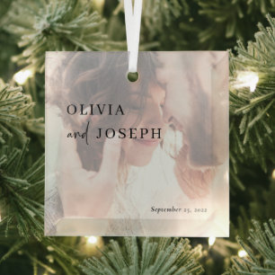 Simple Modern and Minimalist   Wedding Photo Glass Tree Decoration